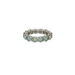 925 Silver Full Eternity Green Moissanite Ring