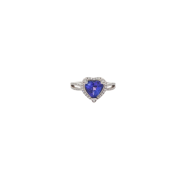 18 Carat White Gold Halo Tanzanite Ring