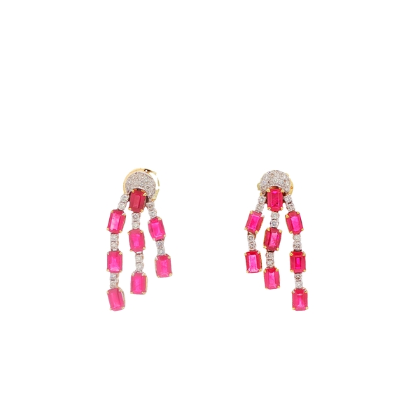 18 Carat Yellow Gold Ruby Earings