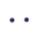 18 Carat White Gold & Intense Blue Sapphire Earings