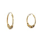 18 Carat Yellow & White Gold Hoops Earings