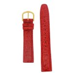18 mm Leather Straps - Red - Croc Design -